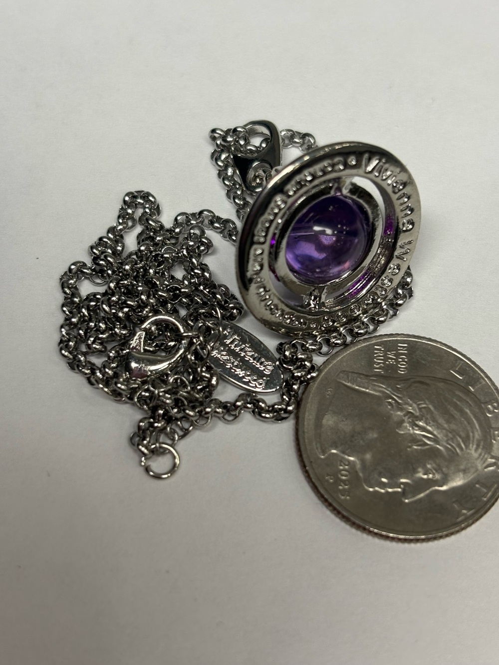 Vivienne Westwood Silver Necklace with Purple Orb Centerpiece